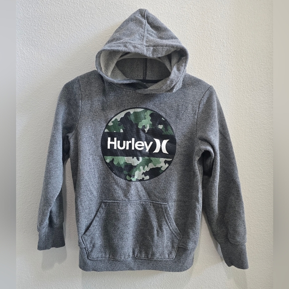 Hurley grey camo logo hoodie kids size 7/8 - Picture 1 of 3